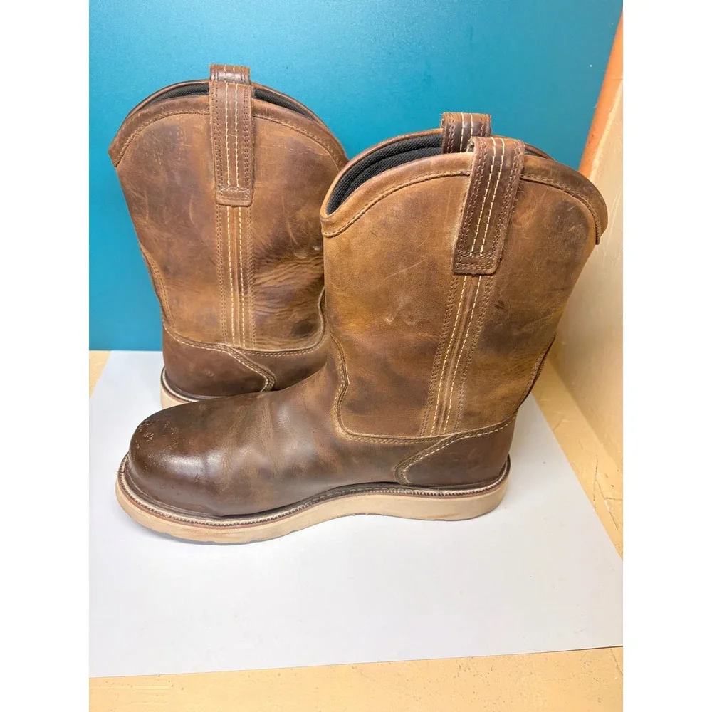 Ariat Mens 11EE Brown Leather Composite Toe Wedge Sole Work Boots